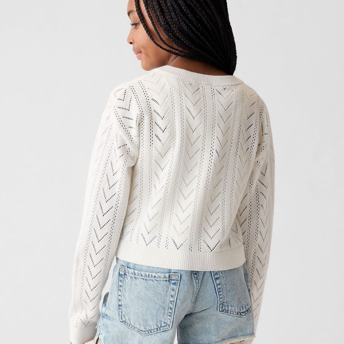 GAP - Cardigan Niña Pointelle Blanco GAP