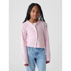 GAP - Cardigan Niña Pointelle Rosado