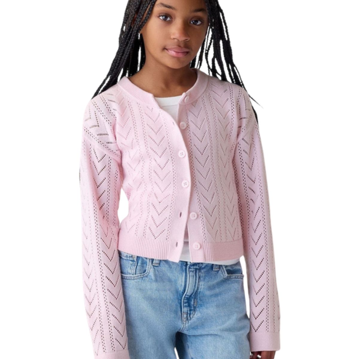 GAP - Cardigan Niña Pointelle Rosado GAP