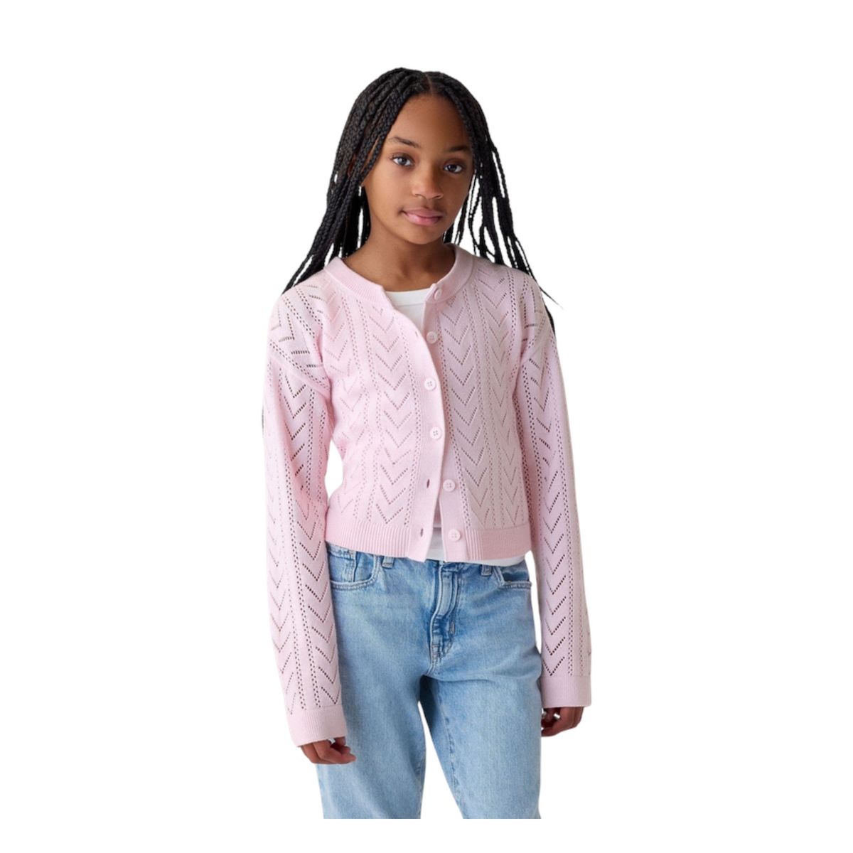 GAP - Cardigan Niña Pointelle Rosado GAP