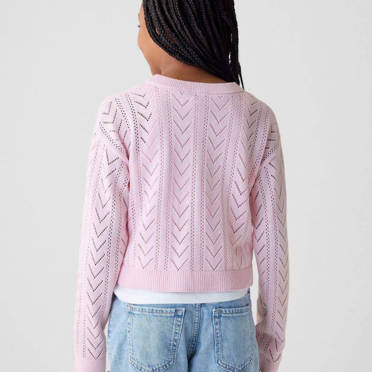 GAP - Cardigan Niña Pointelle Rosado GAP