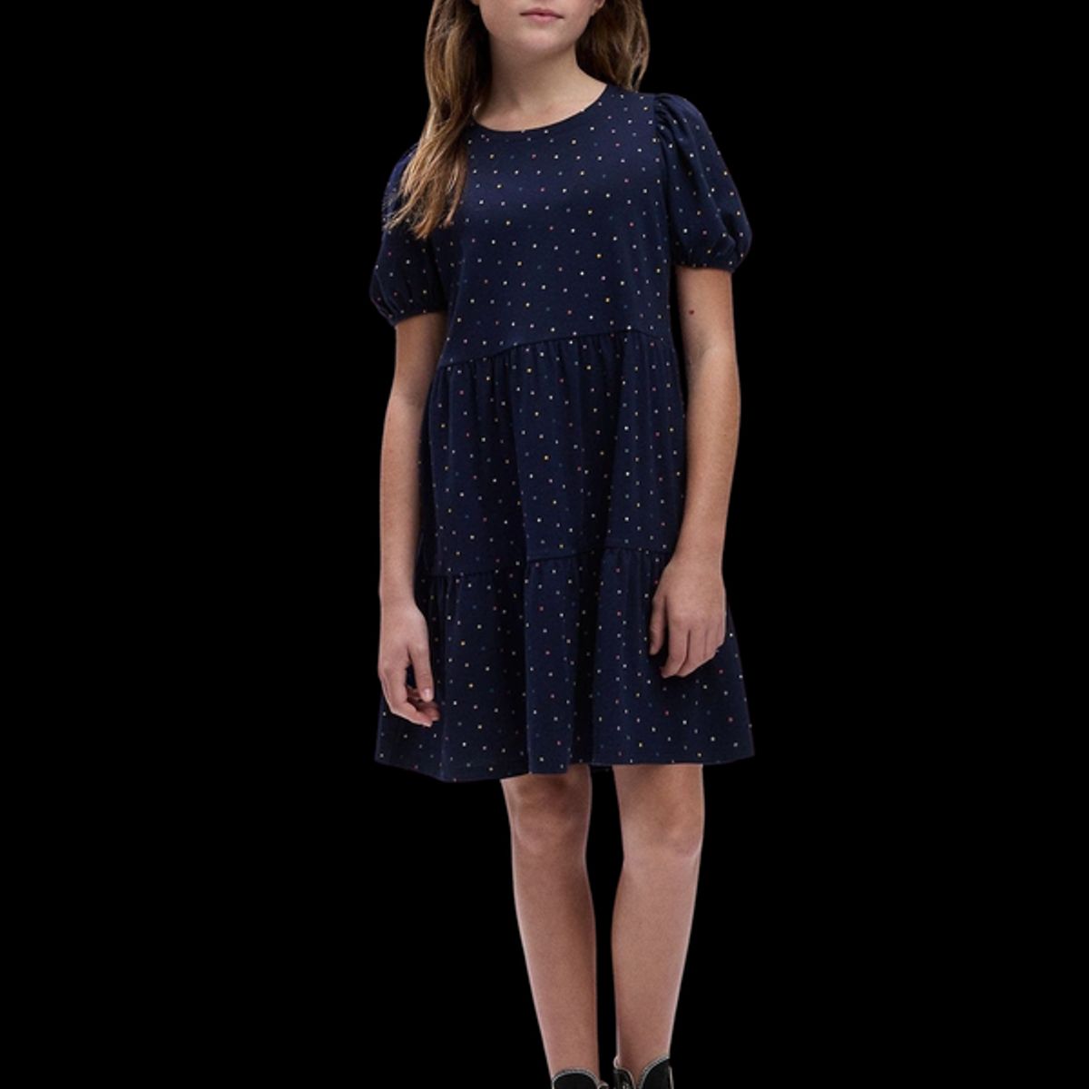 GAP - Vestido Manga Puff Azul