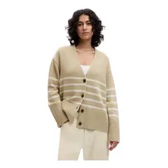 GAP - Chaleco Abierto Con Botones Rayado Beige