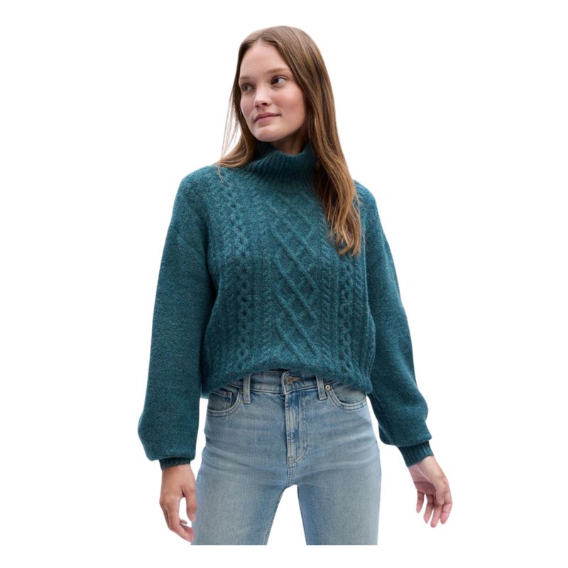 GAP - Chaleco Tejido Trenza Holgado Verde GAP