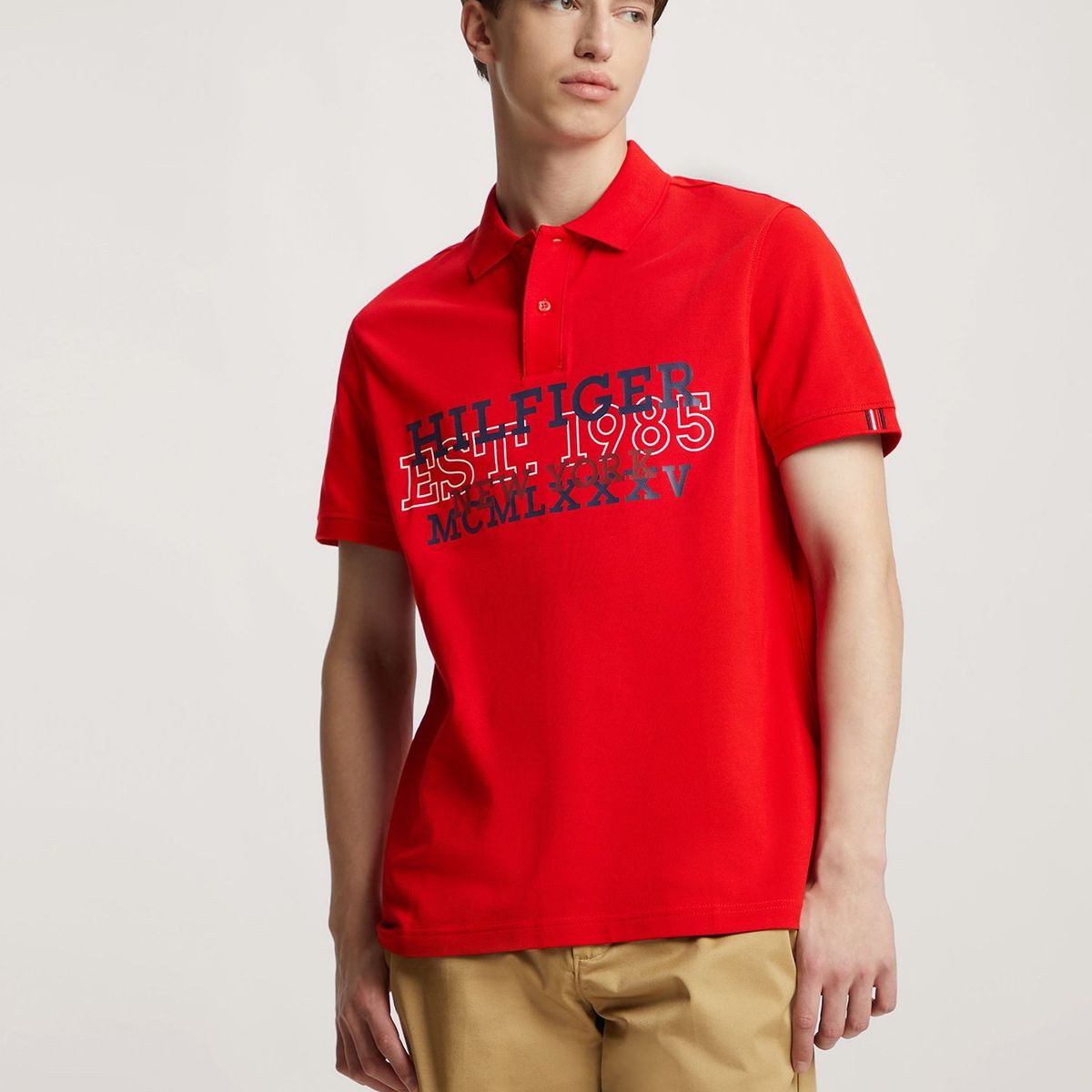 TOMMY HILFIGER - Polo Regular Fit Monotype Logo Rojo Tommy Hilfiger