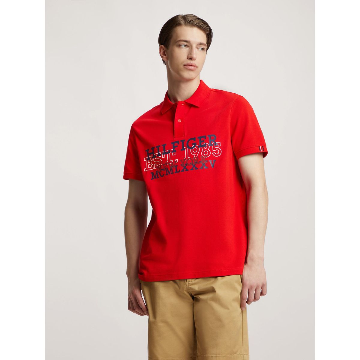 TOMMY HILFIGER - Polo Regular Fit Monotype Logo Rojo Tommy Hilfiger