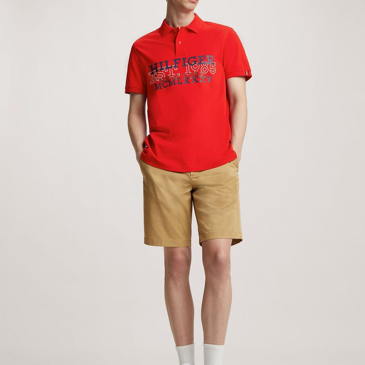 TOMMY HILFIGER - Polo Regular Fit Monotype Logo Rojo Tommy Hilfiger