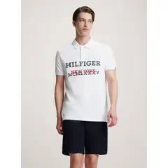 TOMMY HILFIGER - Polo Regular Fit Monotype Logo Blanco