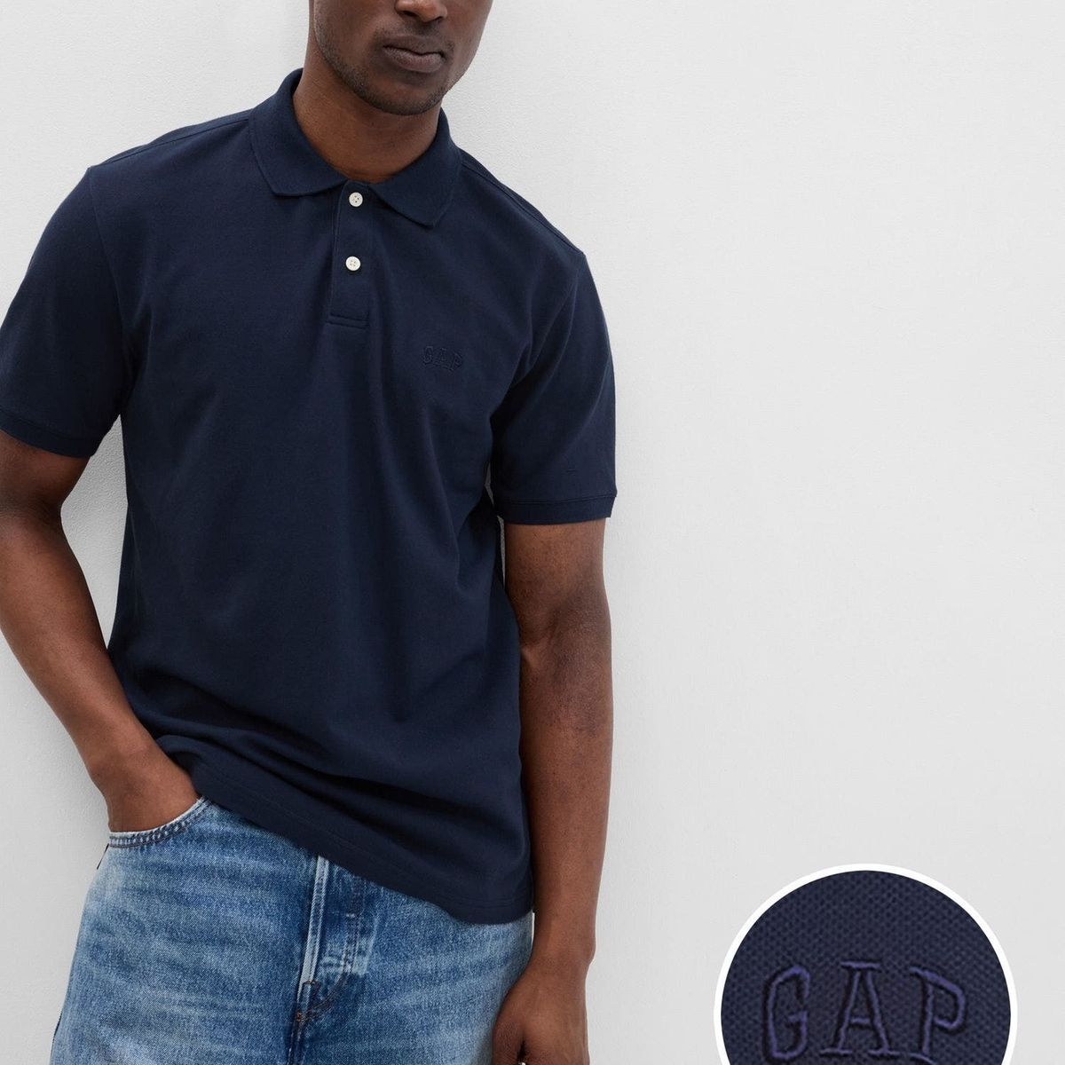 GAP - Polera Gap Polo Logo Manga Corta Hombre Azul