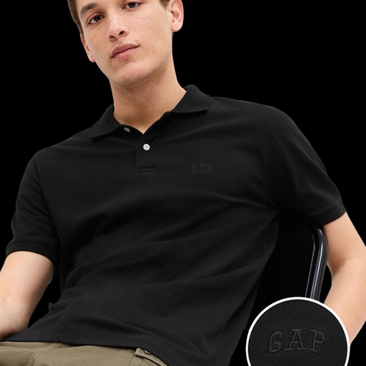GAP - Polera Polo Manga Corta Negro