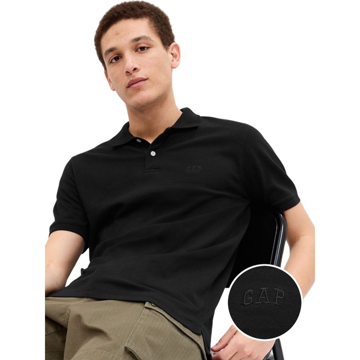 GAP - Polera Polo Manga Corta Negro