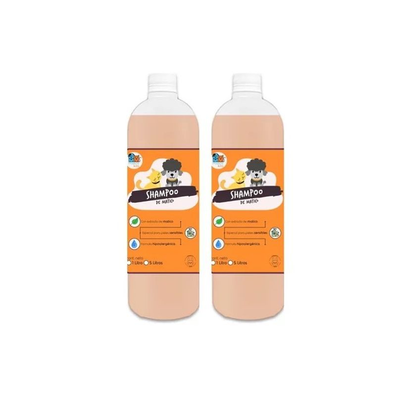 MASCOKITS - Pack 2 Shampoo De Matico Orgánico 1 Lts P/ Perros & Mascotas