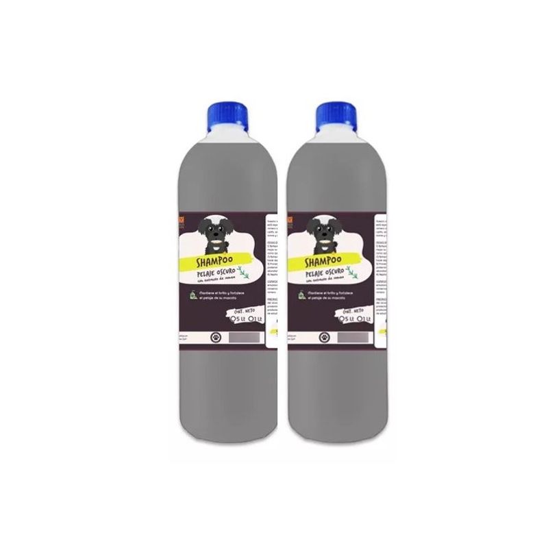 MASCOKITS - Pack 2 Shampoo De Romero Pelaje Negro 1 Lt Perros & Mascotas