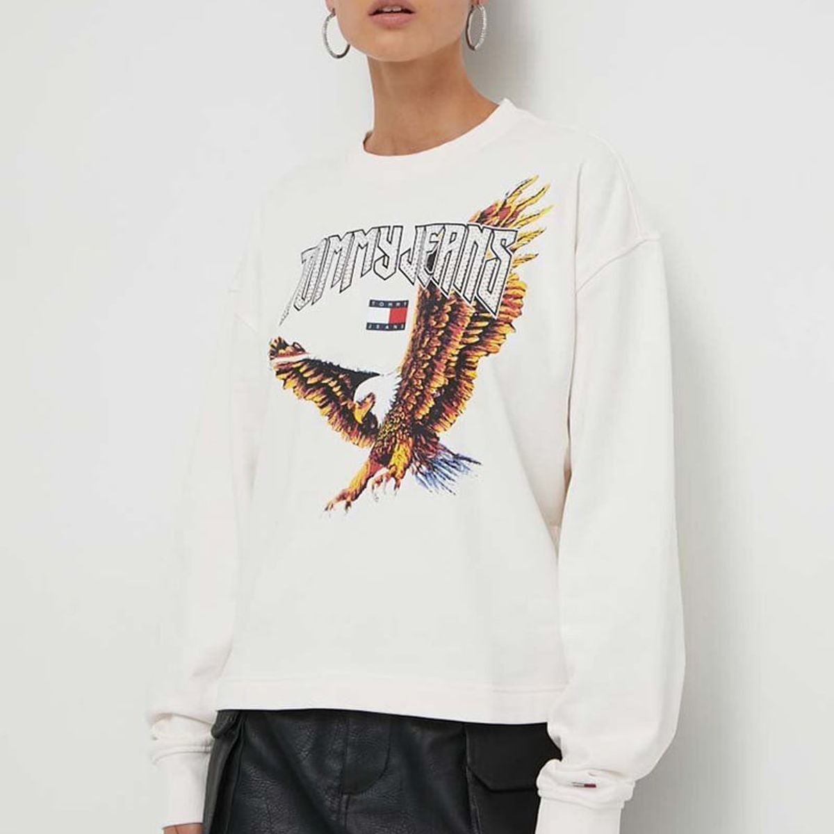 TOMMY HILFIGER - Polerón Cropped Y Print De Águila Blanco Tommy Hilfiger