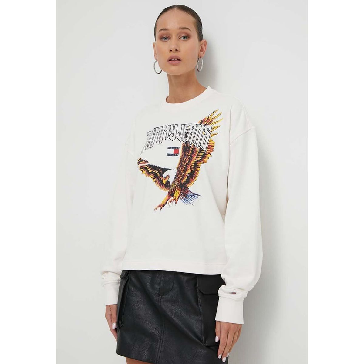 TOMMY HILFIGER - Polerón Cropped Y Print De Águila Blanco Tommy Hilfiger