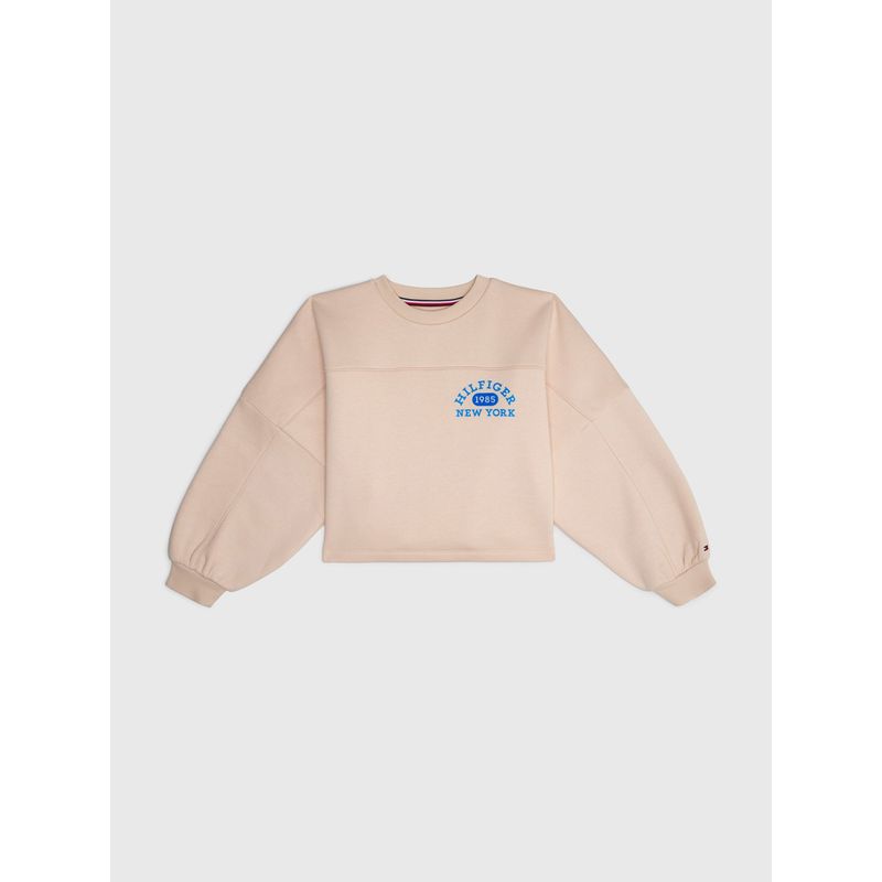 TOMMY HILFIGER - Polerón Varsity Logo C-Neck Beige Tommy Hilfiger