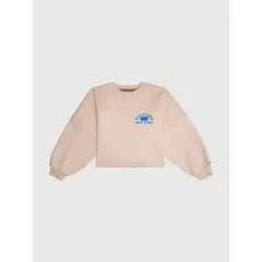 TOMMY HILFIGER - Polerón Varsity Logo C-Neck Beige