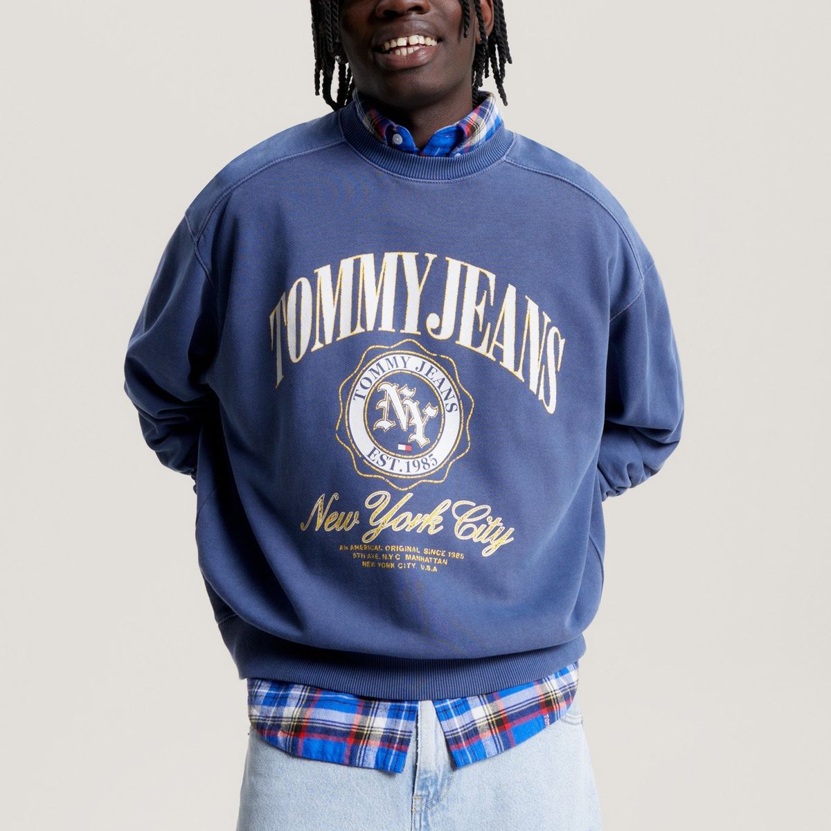 TOMMY HILFIGER - Polerón Relaxed Boxy Con Logo Azul Tommy Hilfiger