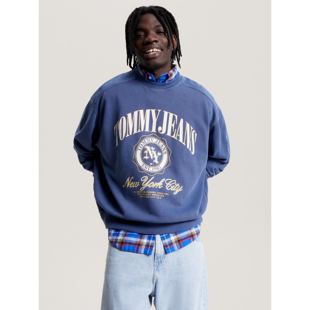 TOMMY HILFIGER - Polerón Relaxed Boxy Con Logo Azul Tommy Hilfiger