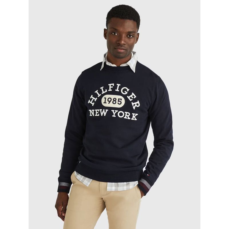 TOMMY HILFIGER - Polerón Collegiate Monotype Logo Azul Tommy Hilfiger