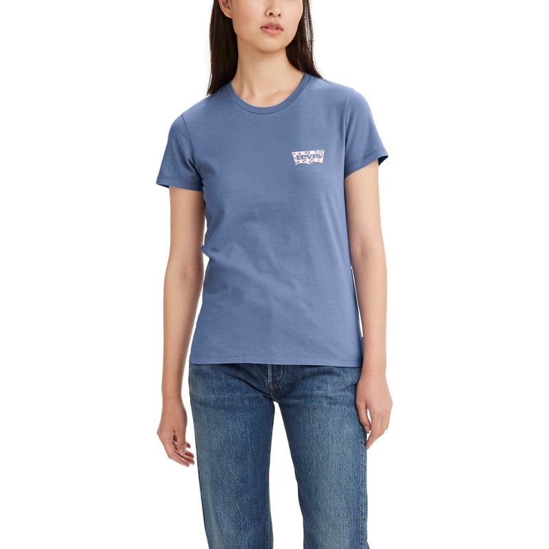 LEVIS - Polera Mujer Regular Fit Lisa Mini Logo Batwing Azul Levis