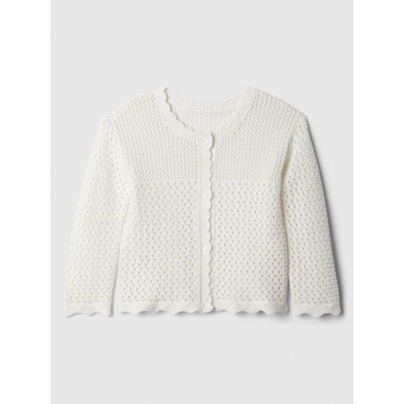 GAP - Chaleco Toddler Niña Cárdigan Crochet Blanco GAP