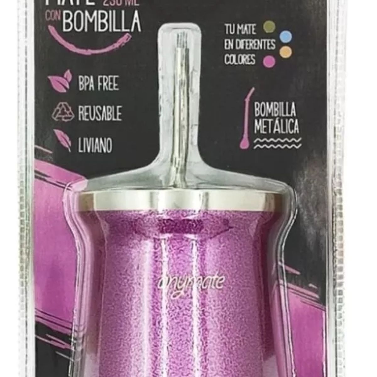 GENERICO - Mate 236ml Con Bombilla Anymate Premium Matero