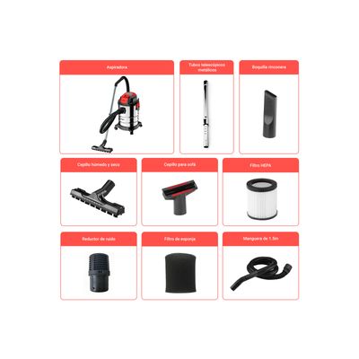 Imagen 2 del producto Aspiradora Industrial Polvo y Agua 20L 1300w