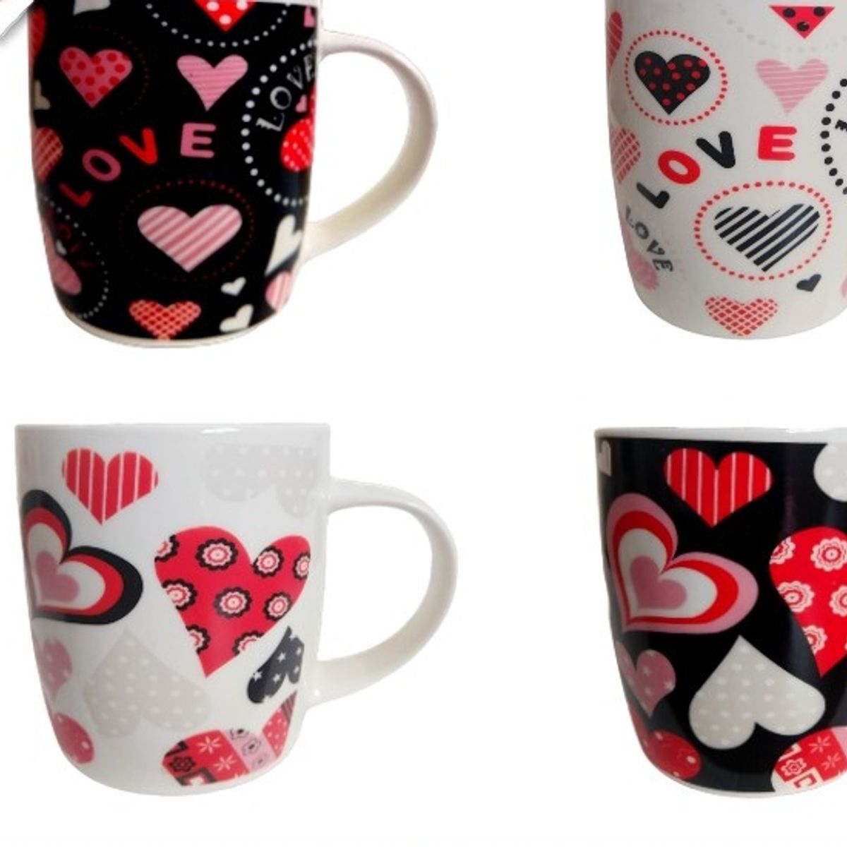 GENERICO - Taza Corazones Ceramica Diseños Surtidos - 10Cm De Alto