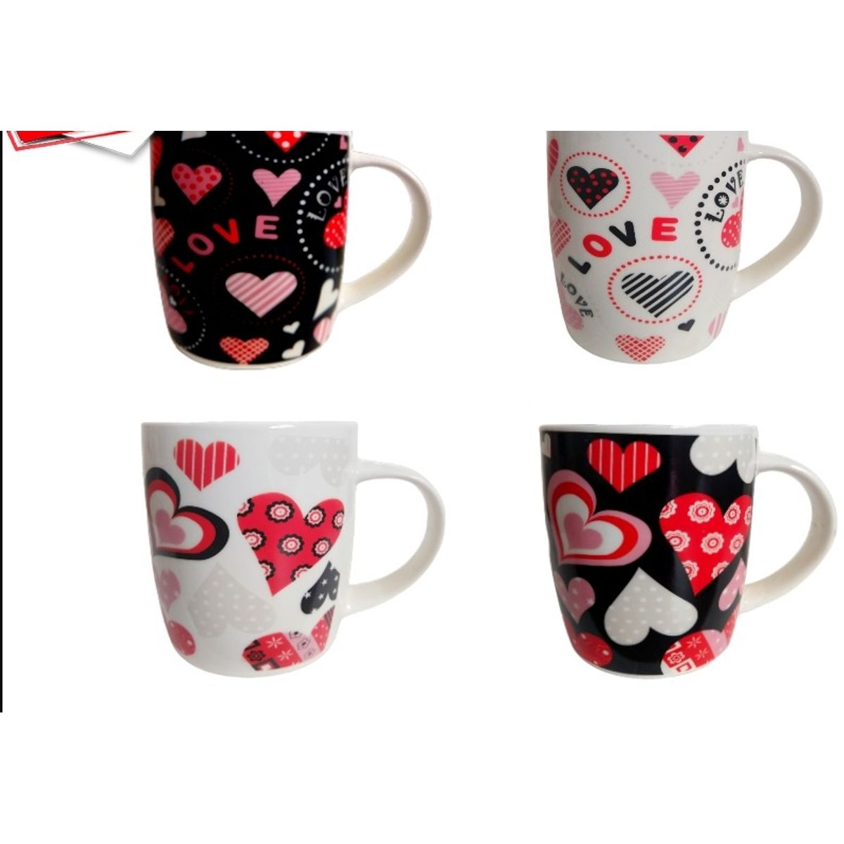 GENERICO - Taza Corazones Ceramica Diseños Surtidos - 10Cm De Alto