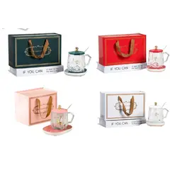 GENERICO - Taza Con Calentador Mas Cuchara Cristal 320Ml