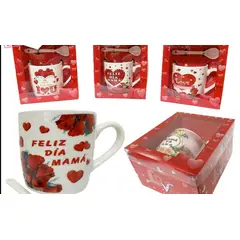 GENERICO - Taza Con Cuchara Feliz Dia Mama Surtida 7Cm