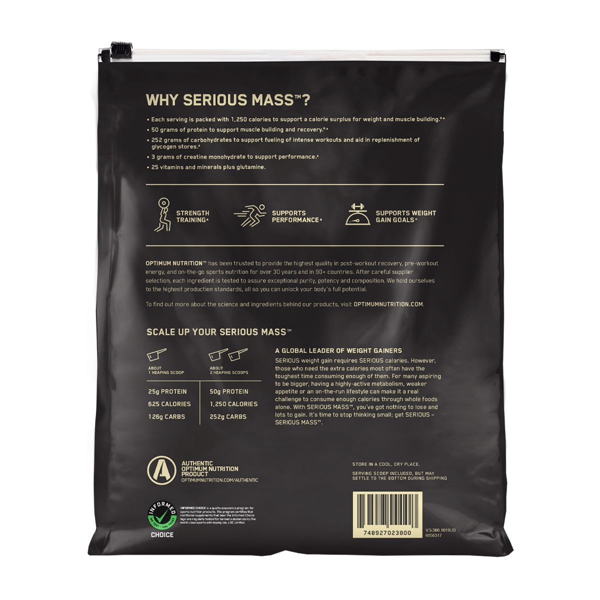 OPTIMUN NUTRITION - Serious Mass, Ganador de peso (12 Lb) - Original - CHOCOLATE