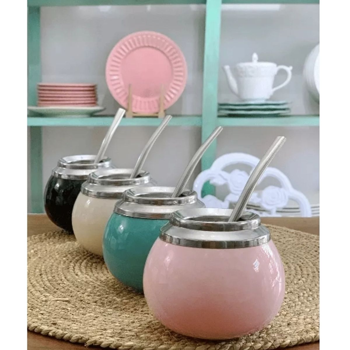 GENERICO - Kit Mate Cerámica Y Bombilla Set Matero Acero Inoxidable