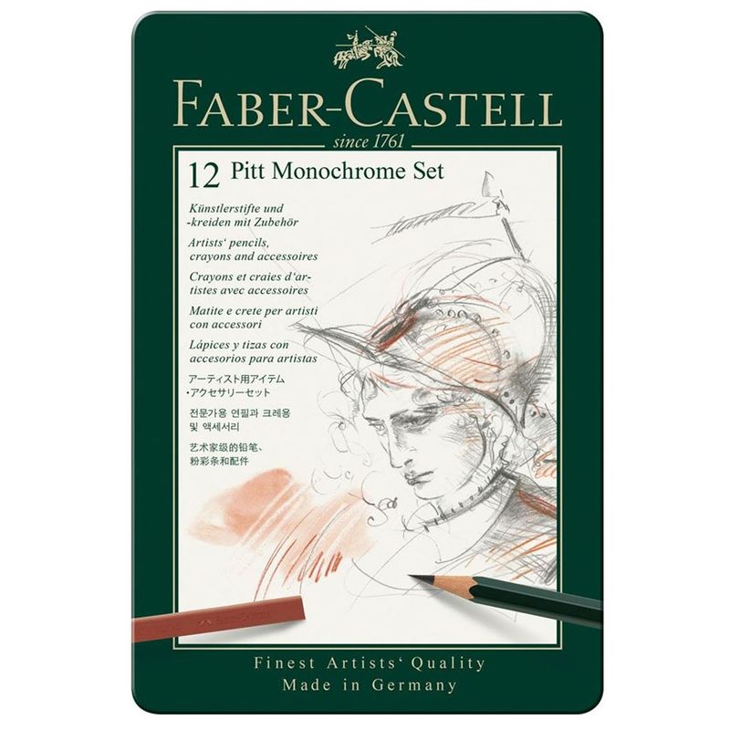FABER-CASTELL - Lápices Faber-Castell Pitt Monochrome 12 pzas