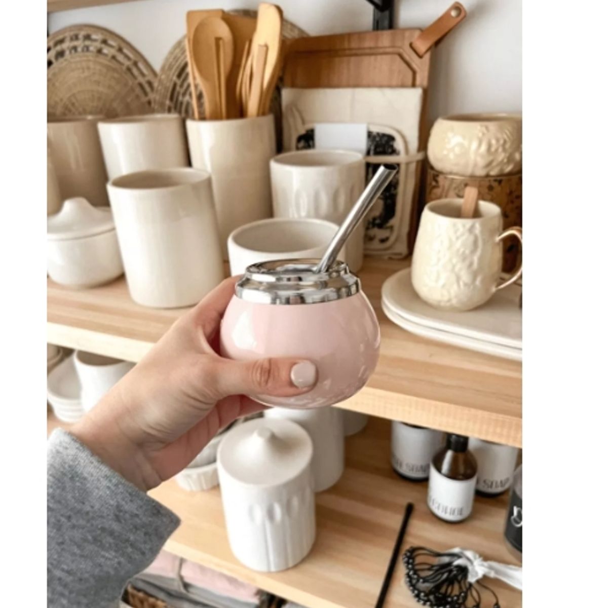 GENERICO - Kit Mate Cerámica Y Bombilla Set Matero Acero Inoxidable