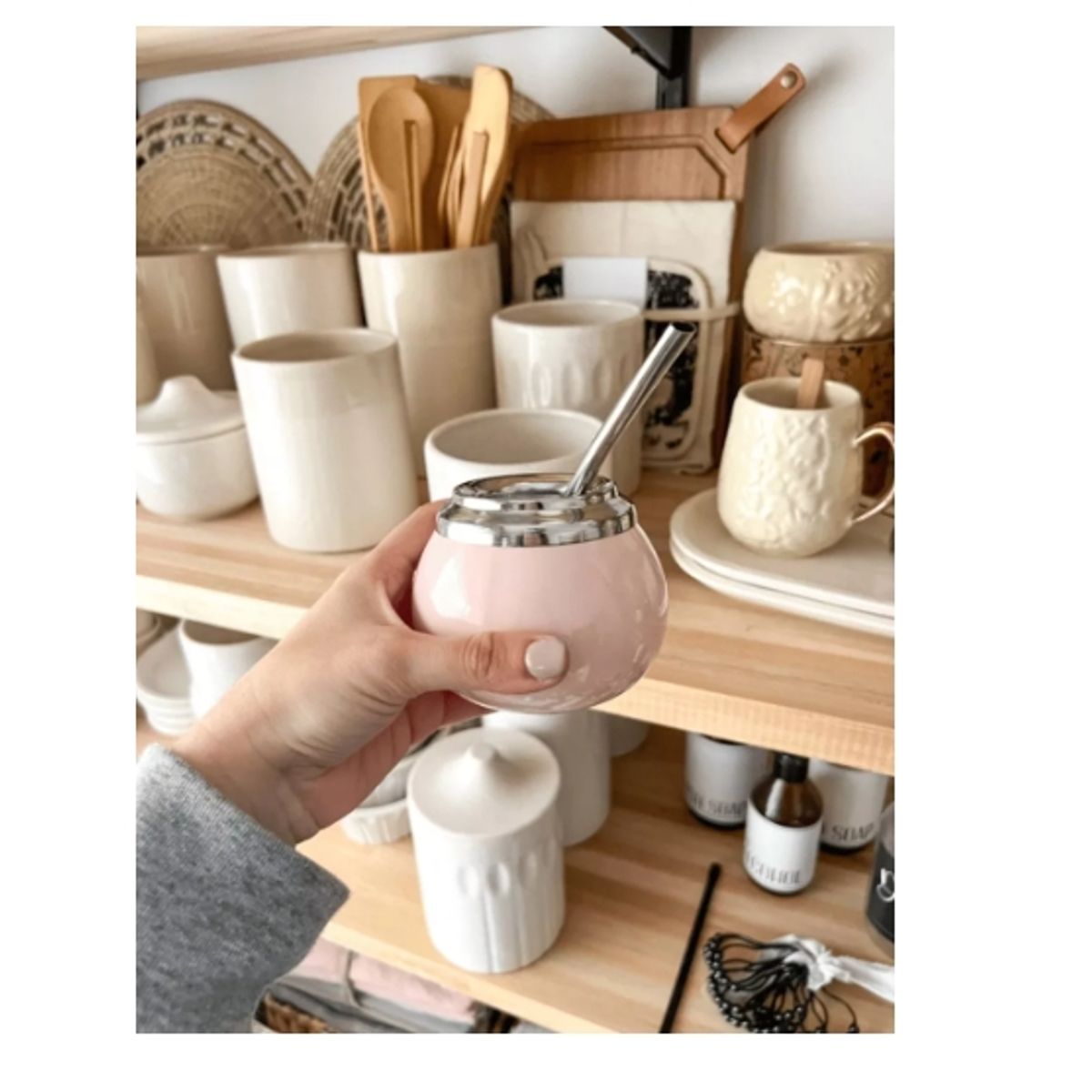 GENERICO - Kit Mate Cerámica Y Bombilla Set Matero Acero Inoxidable