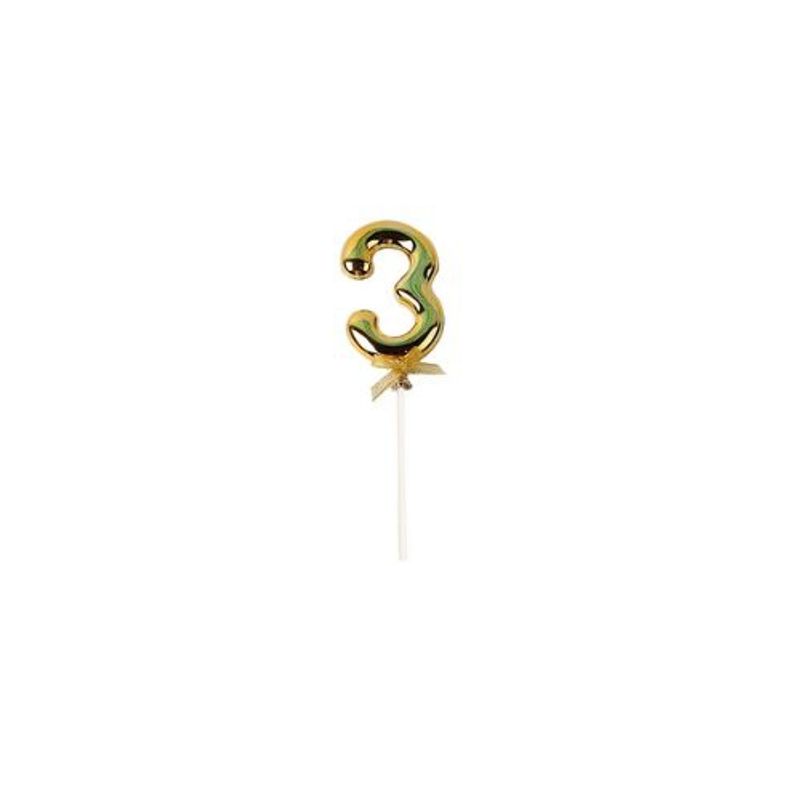 GENERICO - Topper Número 3 Dorado 18cm