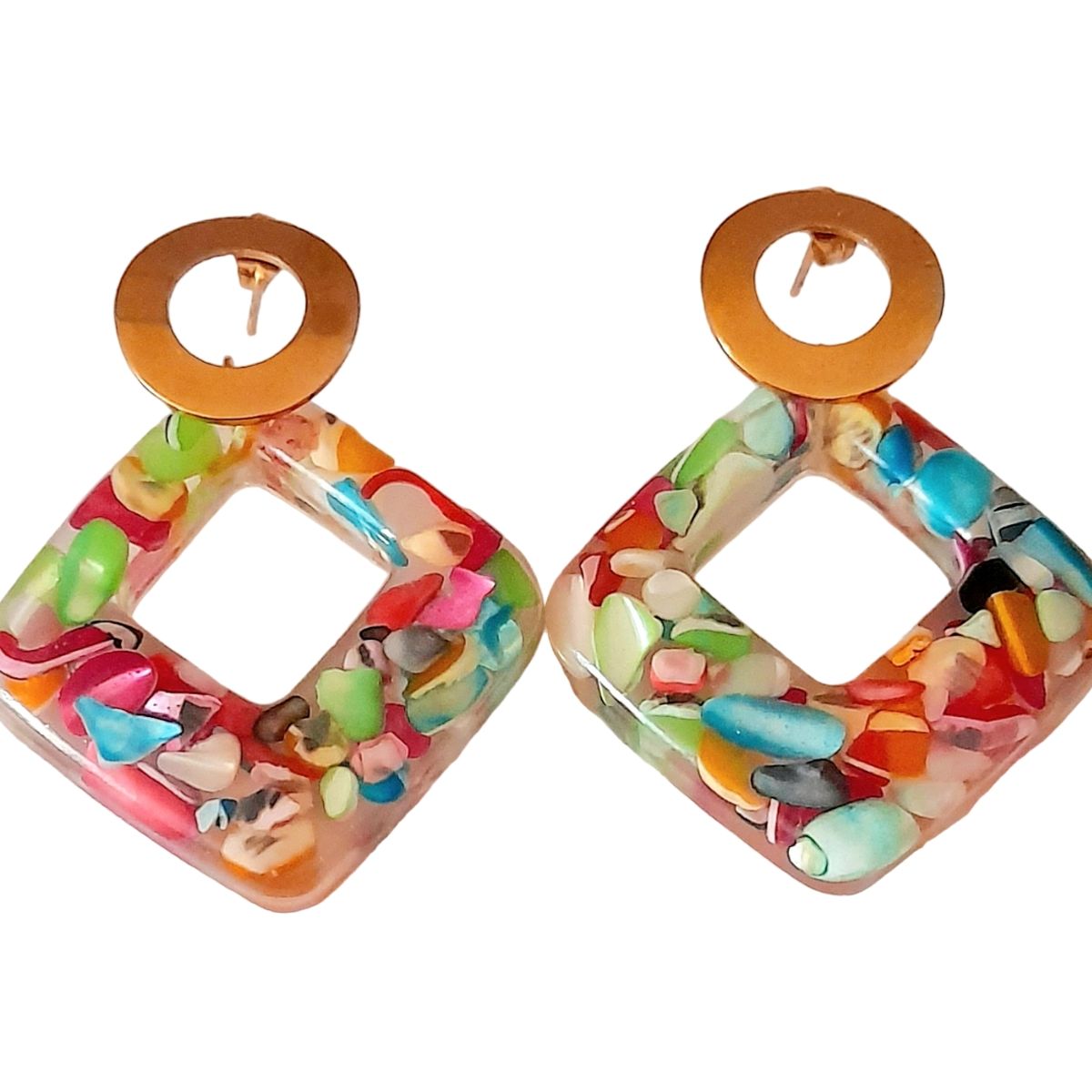 CATHALIFAUDJOYAS - Aros resina piedras y acero CathalifaudJoyas