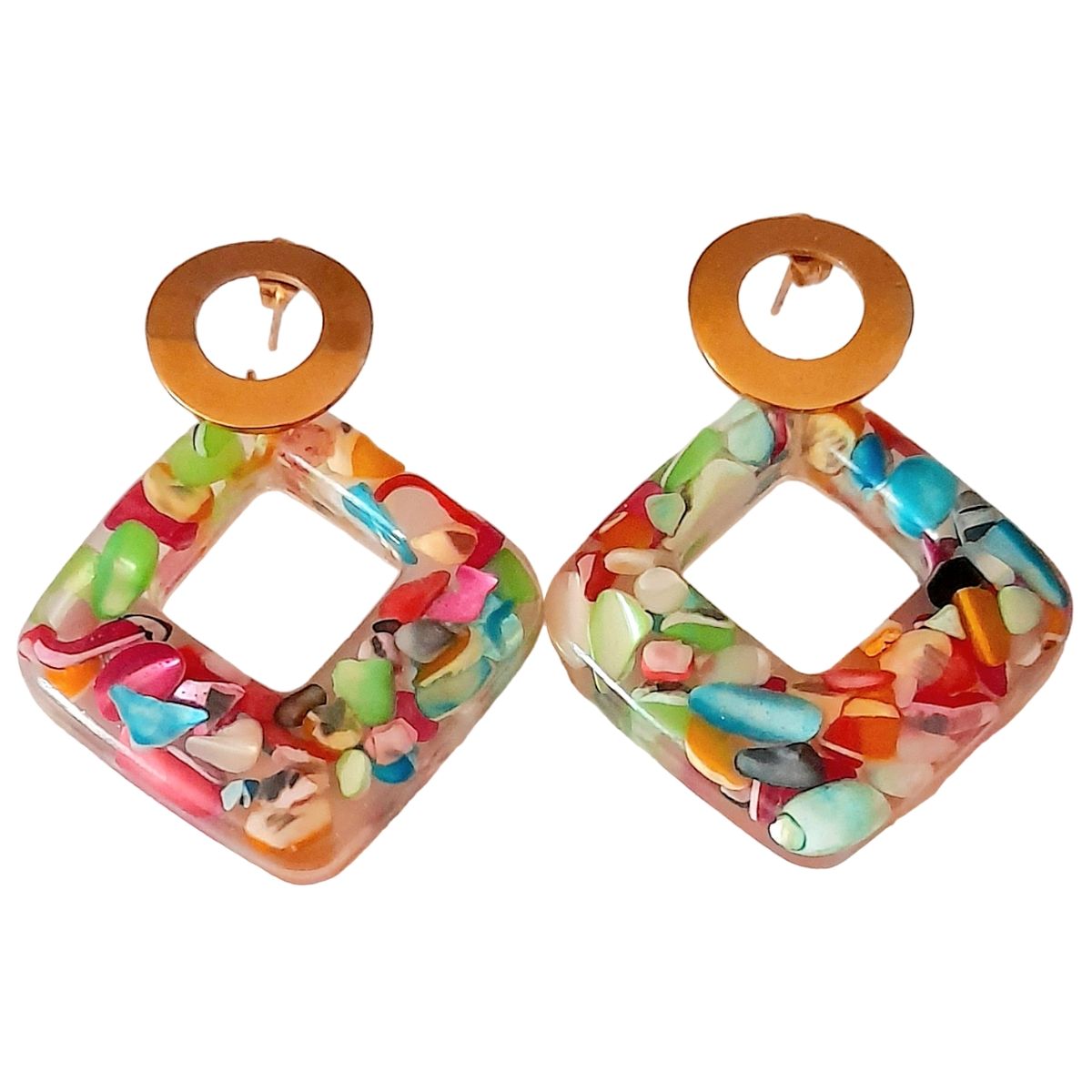 CATHALIFAUDJOYAS - Aros resina piedras y acero CathalifaudJoyas