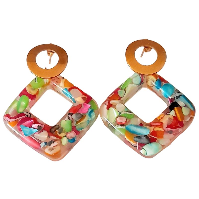 CATHALIFAUDJOYAS - Aros resina piedras y acero CathalifaudJoyas
