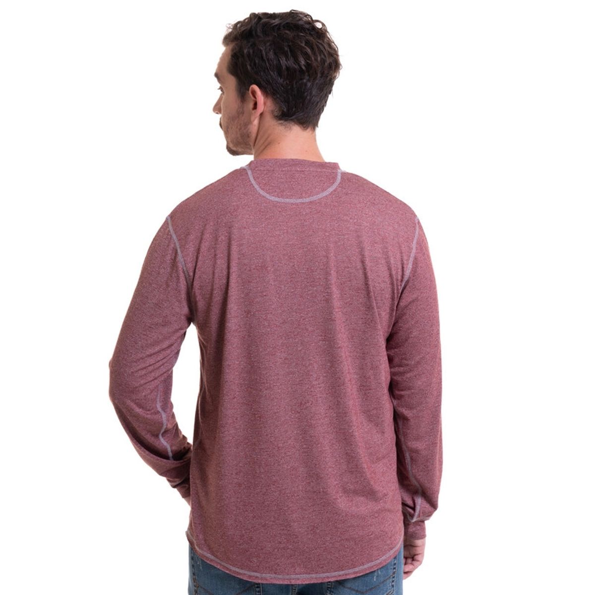 TRUVAL - Polera Manga Larga Slub Melange Rojo TRUVAL