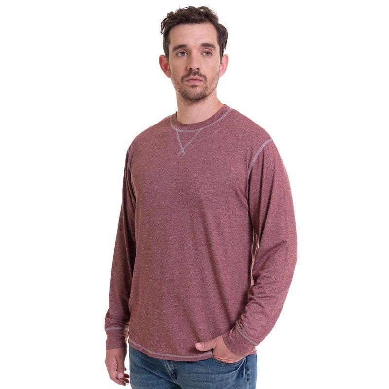TRUVAL - Polera Manga Larga Slub Melange Rojo TRUVAL