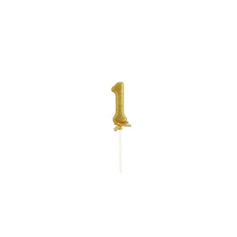 GENERICO - Topper Número 1 Glitter Dorado 18cm
