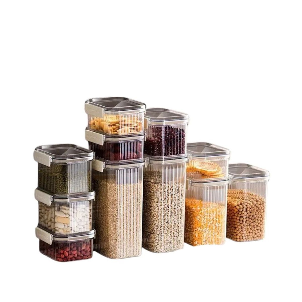 GENERICO - Set 5 Recipientes Hermeticos Almacenamiento Con Tapa Cocina