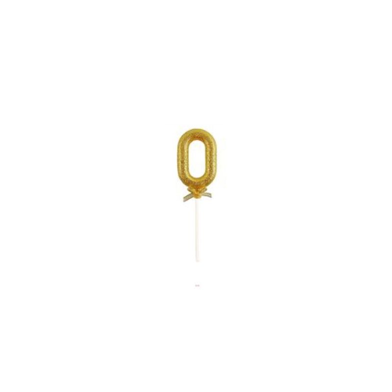 GENERICO - Topper Número 0 Glitter Dorado 18cm