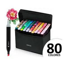 GENERICO - ESTUCHE MARCADORES DOBLE PUNTA 80 UNIDADES