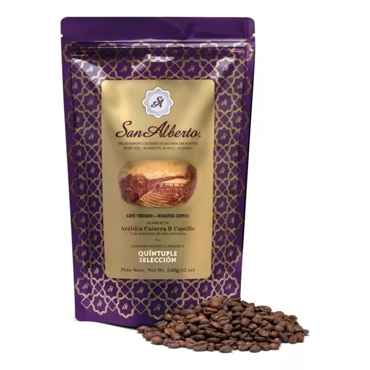 SAN ALBERTO - Café En Grano San Alberto Ensamblaje Arábica Colombiano 340g