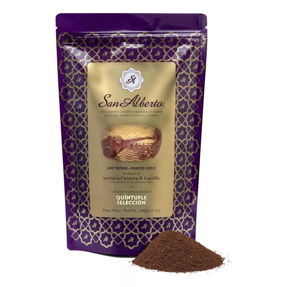 SAN ALBERTO - Café En Grano Molido San Alberto Ensamblaje Arábica Colombiano 340g