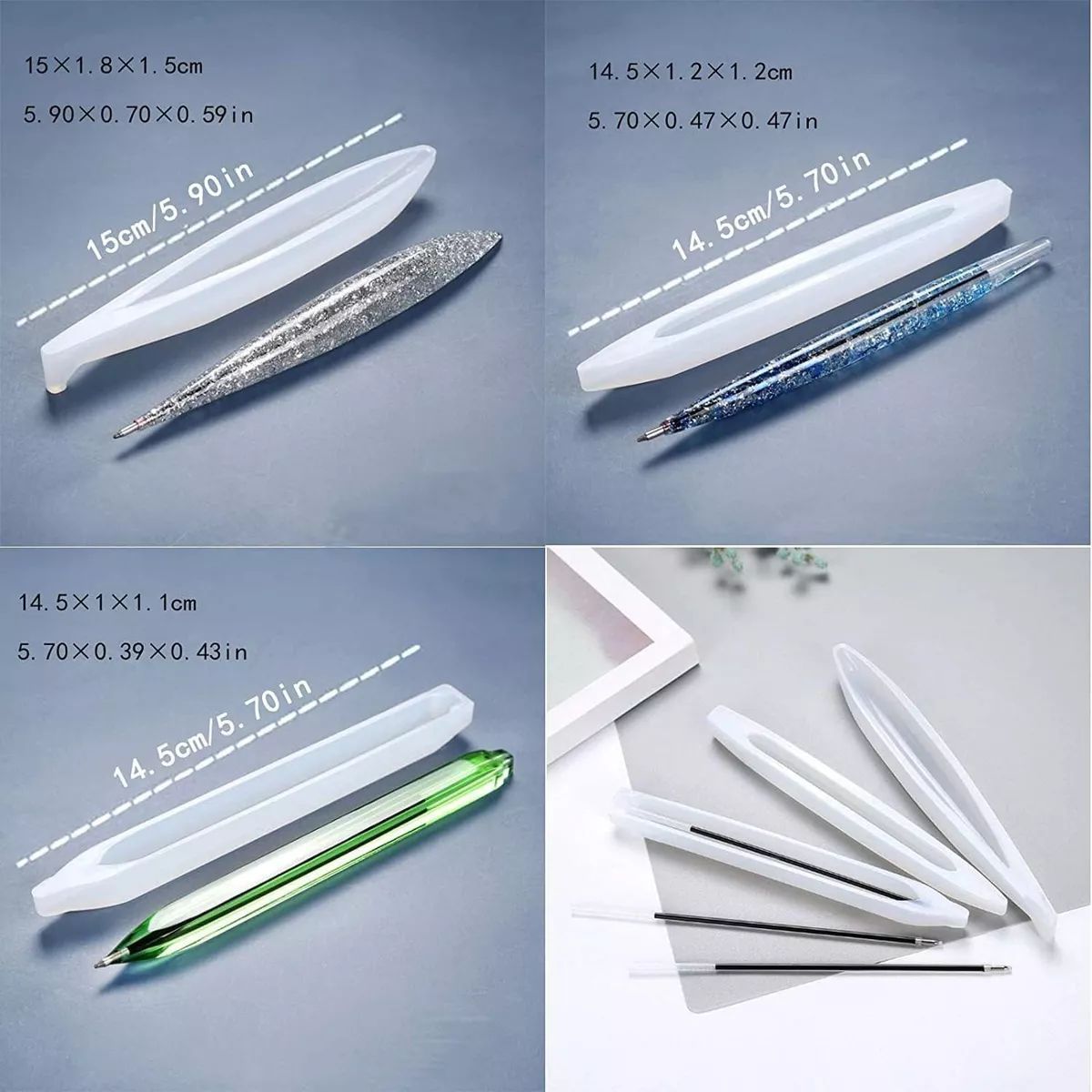 KUANGYE - Pack 3 Moldes Silicona Para Lápices Resina/ Varios Modelos